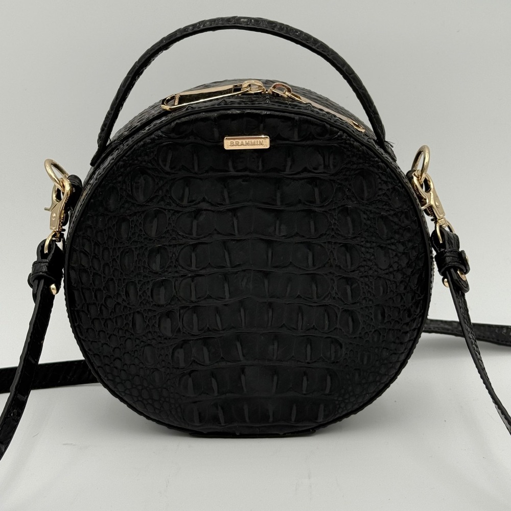 Brahmin Black Croc-Embossed Crossbody Bag